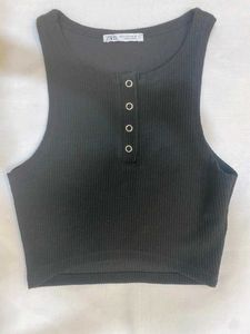 Zara Black Button Tank Top