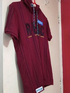 Burgundy Striped Graphic Tee