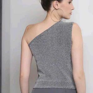 Shimmering One-Shoulder Top