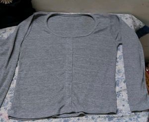 grey &amp; Red Long Sleeve Top