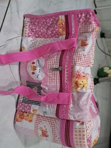 Pink Quilted Tote Bag For Baby
