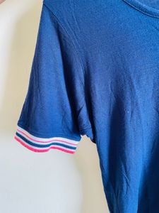 Navy Striped Cuff T-Shirt