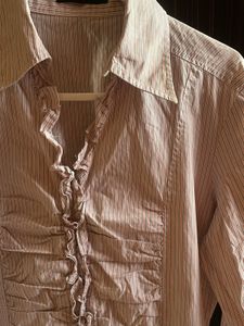 Nicole Pink &amp; Grey Striped Long-Sleeve Shirt