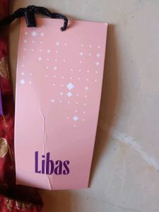 LIBAS Red Printed Kurta Palazzo Dupatta Set