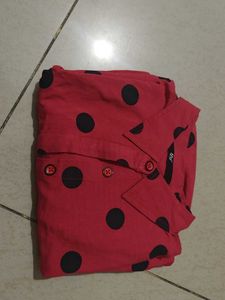 Red Polka Dot Top With Side Frill
