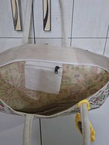 Handcrafted Tote Bag with sunflower hanging