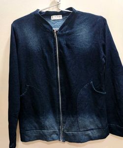 Denim Look Zip-Up Jacket