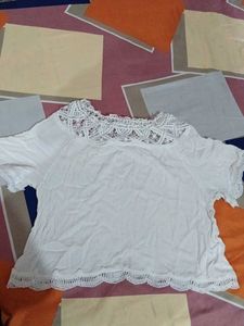 White Lace Trimmed Top
