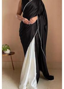 Elegant Black &amp; White Saree