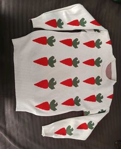 Carrot Print Crewneck Sweater