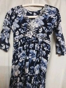 Alia Cut Navy Blue Straight Kurti