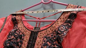 Embroidered Net Anarkali Churidar Kurta
