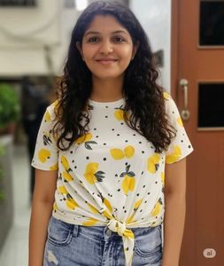 Beautiful Lemon Printed Bow Top