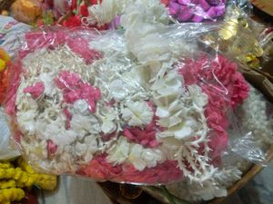 2 Strings of White/Pink Blossom Flowers