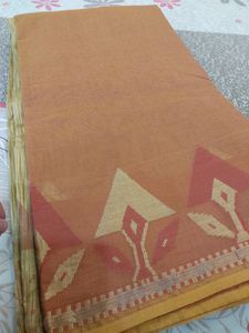 Peach And Beige Dual Tone Supernet Saree