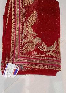 Red & Gold Embroidered Saree
