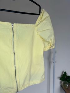 Yellow Puff Sleeve Wrap Top