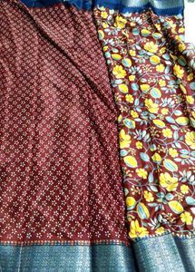 New Dola Silk Saree With Blouse. Elegant Floral Pr