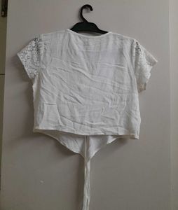 White Lace Sleeve Top