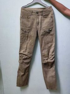 Khaki Ruched Cargo Pants