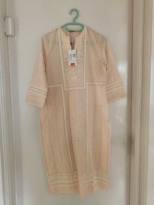 W Printed Peach Straight Kurta