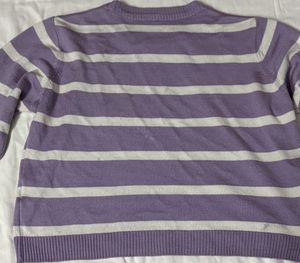 TRENDS LAVENDER STRIPPED CROPPED SWEATSHIRT