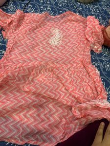 pink chickenkari  Kurta