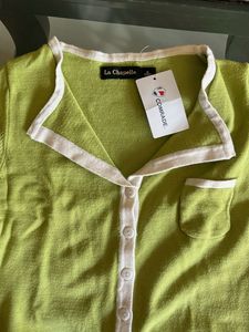 Lime Green Cropped Cardigan