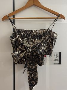 Abstract Print Multi Wear Tie-Front Crop Top
