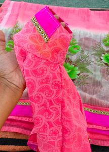 Pink Floral Saree with Blouse