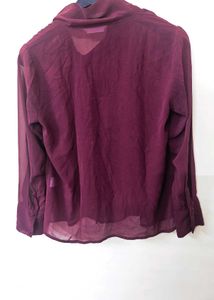 Elegant Burgundy Bow Blouse