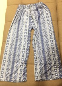 Free size up to 2xl  Blue  Patterned Wide Leg Pant