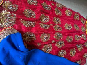 Red &amp; Blue Lehenga Choli Set