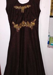 Elegant Brown Embellished Dress
