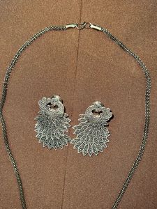 Peacock Pendant Necklace and Earrings Set