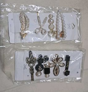 9 hair Clips And 1 Crystal Hairband