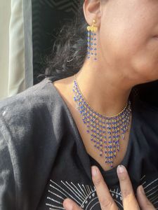 Blue Beaded Jewelry Set