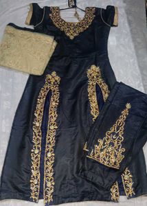 Elegant Black-Blue Embroidered Salwar Suit