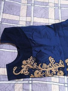 Elegant Blue Embroidered Gown