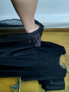 Elegant Black flared anarkali gown and dupatta set