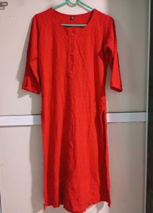 Chikankari Red Kurta XL