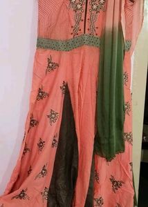 Elegant Peach Embroidered Kurta With Dupatta