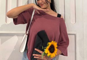 Maroon Off-Shoulder Top