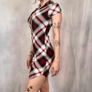 Gothic Red Plaid Mini Dress