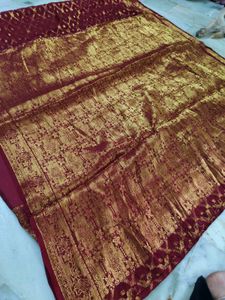 Maroon &amp; Gold Saree