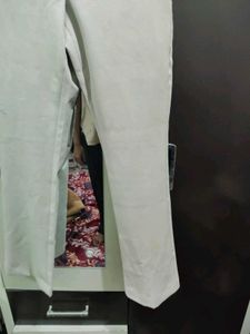 Beige High-Waisted Trousers