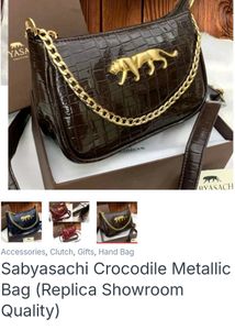 Price Drop Sabyasachi Gold leather Croco sling