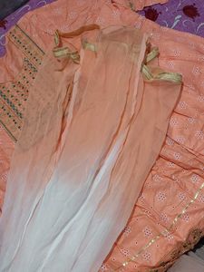 Peach Embroidered Kurta Set