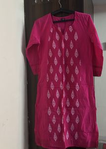 Ethnic Women Wear XL Pink Cotton Kurti