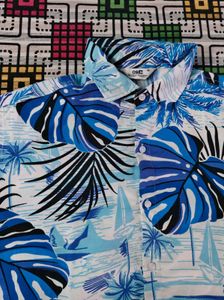 Blue Tropical Print Shirt